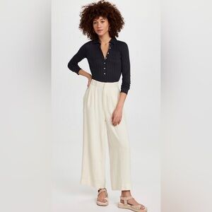 Z Supply Cream Wide-Leg High-Rise Pants